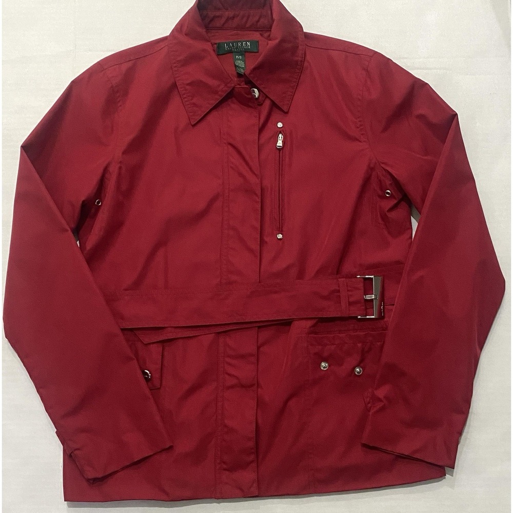 Lauren Ralph Lauren Women's Nylon Jacket Size P/S Snap Zip Front Red